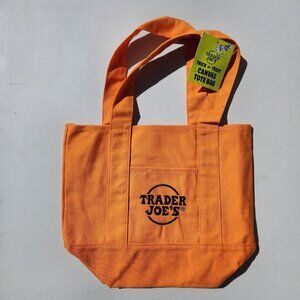 NEW Trader Joe's Orange Mini Tote Trick or Treat Canvas Bag Halloween Trader Joe